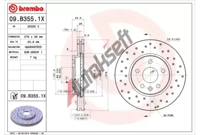 BREMBO Brzdov kotou XTRA LINE - 276 mm BRE 09.B355.1X, 09.B355.1X