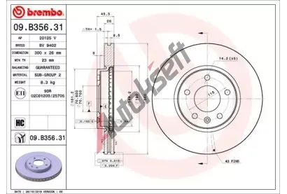 BREMBO Brzdov kotou COATED DISC LINE - 300 mm BRE 09.B356.31, 09.B356.31