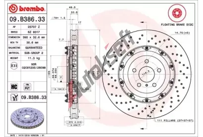 BREMBO Brzdov� kotou� TWO-PIECE FLOATING DISCS LINE - 390 mm BRE 09.B386.33, 09.B386.33