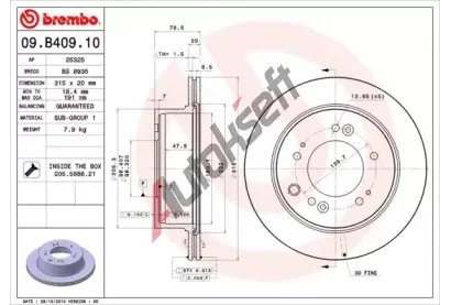 BREMBO Brzdov kotou - 315 mm BRE 09.B409.10, 09.B409.10