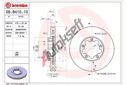BREMBO Brzdov kotou - 276 mm BRE 09.B410.10, 09.B410.10