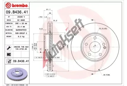 BREMBO Brzdov kotou COATED DISC LINE - 295 mm BRE 09.B436.41, 09.B436.41