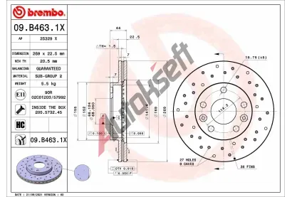 BREMBO Brzdov kotou XTRA LINE - 269 mm BRE 09.B463.1X, 09.B463.1X