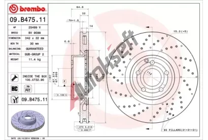 BREMBO Brzdov kotou COATED DISC LINE - 342 mm BRE 09.B475.11, 09.B475.11