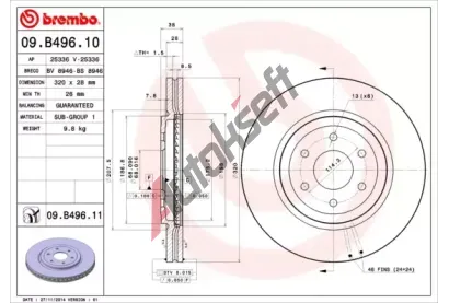 BREMBO Brzdov kotou COATED DISC LINE - 320 mm BRE 09.B496.11, 09.B496.11