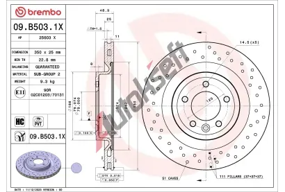 BREMBO Brzdový kotouč XTRA LINE - Xtra - 350 mm BRE 09.B503.1X, 09.B503.1X  BREMBO Brzdový kotouč XTRA LINE - Xtra - 350 mm BRE 09.B503.1X, 09.B503.1X