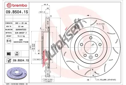 BREMBO Brzdový kotouč BRE 09.B504.1S, 09.B504.1S BREMBO Brzdový kotouč BRE 09.B504.1S, 09.B504.1S