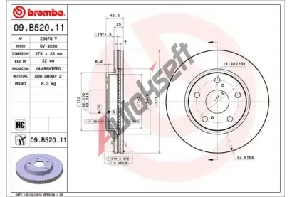 BREMBO Brzdov kotou COATED DISC LINE - 275 mm BRE 09.B520.11, 09.B520.11
