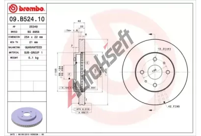 BREMBO Brzdov kotou - 254 mm BRE 09.B524.10, 09.B524.10