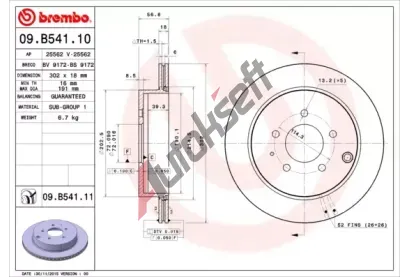 BREMBO Brzdov kotou COATED DISC LINE - 302 mm BRE 09.B541.11, 09.B541.11