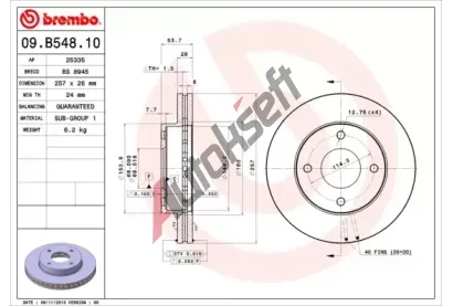 BREMBO Brzdov kotou - 257 mm BRE 09.B548.10, 09.B548.10