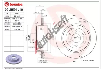 BREMBO Brzdov kotou - 308 mm BRE 09.B591.10, 09.B591.10