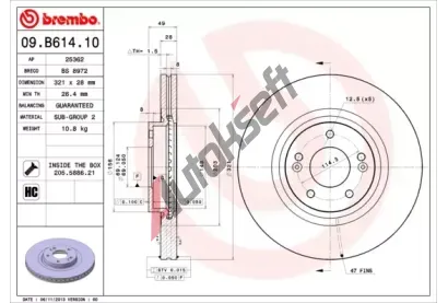 BREMBO Brzdov kotou - 321 mm BRE 09.B614.10, 09.B614.10