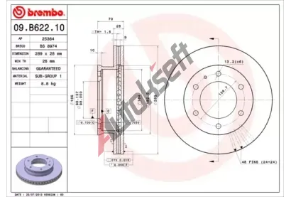 BREMBO Brzdov kotou - 289 mm BRE 09.B622.10, 09.B622.10