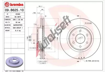 BREMBO Brzdový kotouč - 296 mm BRE 09.B625.10, 09.B625.10  BREMBO Brzdový kotouč - 296 mm BRE 09.B625.10, 09.B625.10