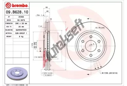 BREMBO Brzdov kotou - 296 mm BRE 09.B628.10, 09.B628.10