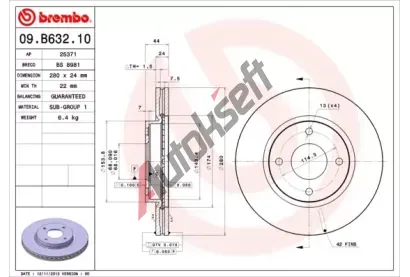 BREMBO Brzdov kotou - 280 mm BRE 09.B632.10, 09.B632.10