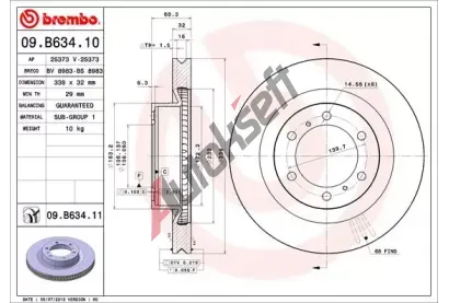 BREMBO Brzdov kotou COATED DISC LINE - 338 mm BRE 09.B634.11, 09.B634.11