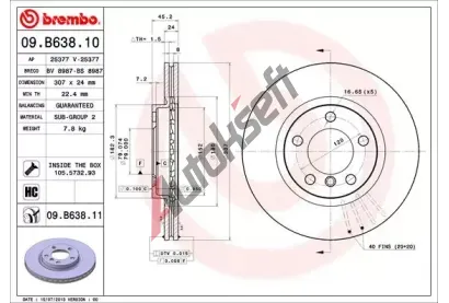 BREMBO Brzdov kotou COATED DISC LINE - 307 mm BRE 09.B638.11, 09.B638.11