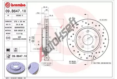 BREMBO Brzdov kotou XTRA LINE - 276 mm BRE 09.B647.1X, 09.B647.1X