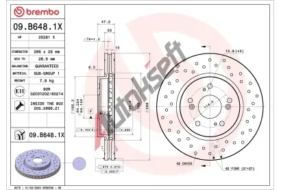 BREMBO Brzdov kotou XTRA LINE - 296 mm BRE 09.B648.1X, 09.B648.1X