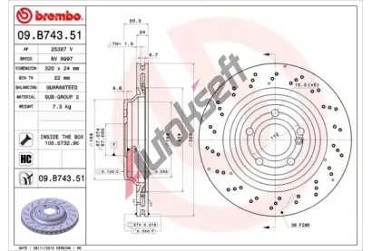 BREMBO Brzdov kotou COATED DISC LINE - 320 mm BRE 09.B743.51, 09.B743.51