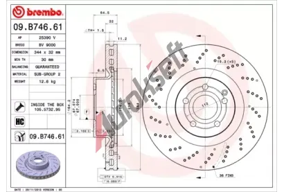 BREMBO Brzdov kotou COATED DISC LINE - 344 mm BRE 09.B746.61, 09.B746.61