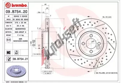 BREMBO Brzdov kotou COATED DISC LINE - 316 mm BRE 09.B754.21, 09.B754.21