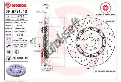 BREMBO Brzdov kotou TWO-PIECE FLOATING DISCS LINE - 355 mm BRE 09.B781.13, 09.B781.13