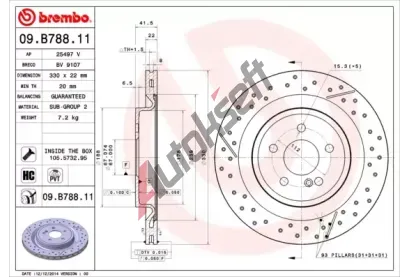 BREMBO Brzdový kotouč COATED DISC LINE - 330 mm BRE 09.B788.11, 09.B788.11  BREMBO Brzdový kotouč COATED DISC LINE - 330 mm BRE 09.B788.11, 09.B788.11