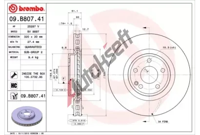 BREMBO Brzdov kotou COATED DISC LINE - 320 mm BRE 09.B807.41, 09.B807.41