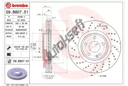 BREMBO Brzdov kotou COATED DISC LINE - 320 mm BRE 09.B807.51, 09.B807.51