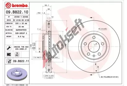 BREMBO Brzdov kotou COATED DISC LINE - 320 mm BRE 09.B822.11, 09.B822.11