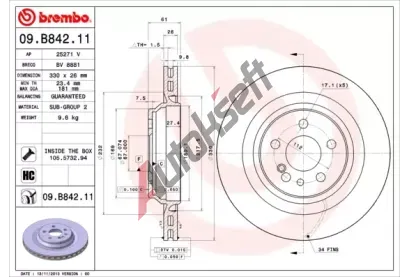 BREMBO Brzdov kotou COATED DISC LINE - 330 mm BRE 09.B842.11, 09.B842.11