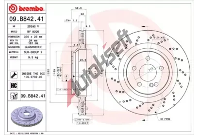 BREMBO Brzdov kotou COATED DISC LINE - 330 mm BRE 09.B842.41, 09.B842.41