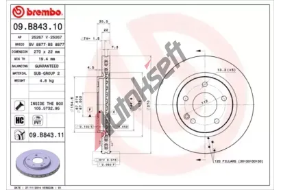 BREMBO Brzdov kotou COATED DISC LINE - 270 mm BRE 09.B843.11, 09.B843.11