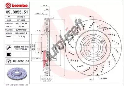 BREMBO Brzdov kotou COATED DISC LINE - 344 mm BRE 09.B855.51, 09.B855.51