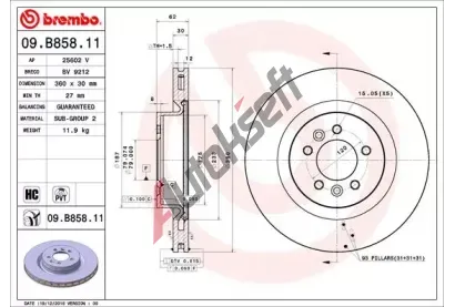 BREMBO Brzdov kotou COATED DISC LINE - 360 mm BRE 09.B858.11, 09.B858.11