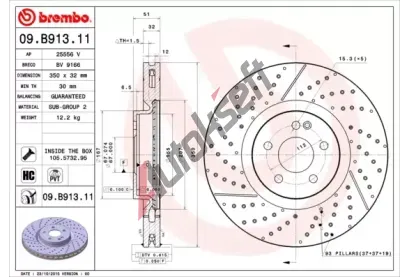 BREMBO Brzdov kotou COATED DISC LINE - 350 mm BRE 09.B913.11, 09.B913.11