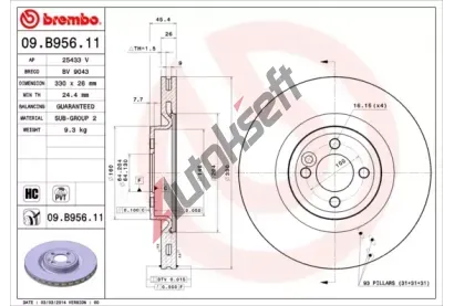 BREMBO Brzdov kotou COATED DISC LINE - 330 mm BRE 09.B956.11, 09.B956.11