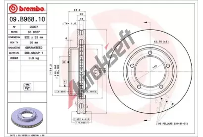 BREMBO Brzdov kotou COATED DISC LINE - 322 mm BRE 09.B968.11, 09.B968.11