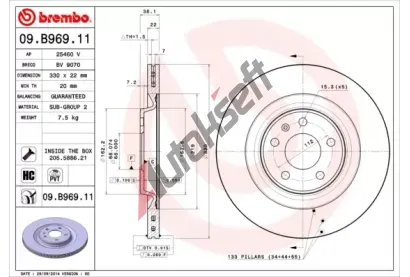 BREMBO Brzdov kotou COATED DISC LINE - 330 mm BRE 09.B969.11, 09.B969.11