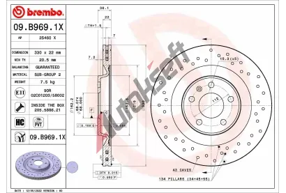BREMBO Brzdov kotou XTRA LINE - 330 mm BRE 09.B969.1X, 09.B969.1X