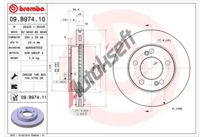 BREMBO Brzdov kotou COATED DISC LINE - 294 mm BRE 09.B974.11, 09.B974.11