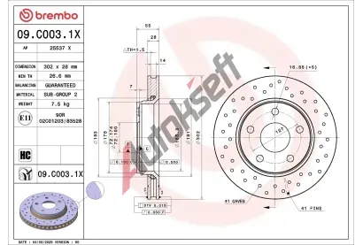 BREMBO Brzdov� kotou� XTRA LINE - Xtra BRE 09.C003.1X, 09.C003.1X
