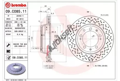 BREMBO Brzdový kotouč COATED DISC LINE - 299 mm BRE 09.C085.11, 09.C085.11 BREMBO Brzdový kotouč COATED DISC LINE - 299 mm BRE 09.C085.11, 09.C085.11