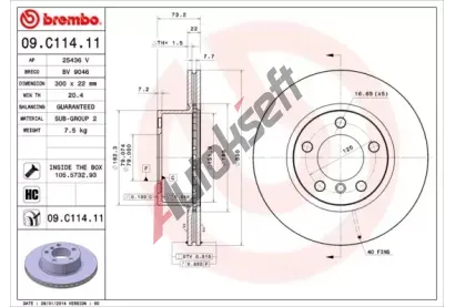 BREMBO Brzdov kotou COATED DISC LINE - 300 mm BRE 09.C114.11, 09.C114.11