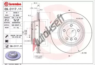 BREMBO Brzdov kotou COATED DISC LINE - 330 mm BRE 09.C117.11, 09.C117.11