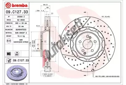 BREMBO Brzdov kotou TWO-PIECE DISCS LINE - 390 mm BRE 09.C127.33, 09.C127.33
