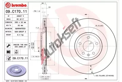 BREMBO Brzdov kotou COATED DISC LINE - 356 mm BRE 09.C170.11, 09.C170.11